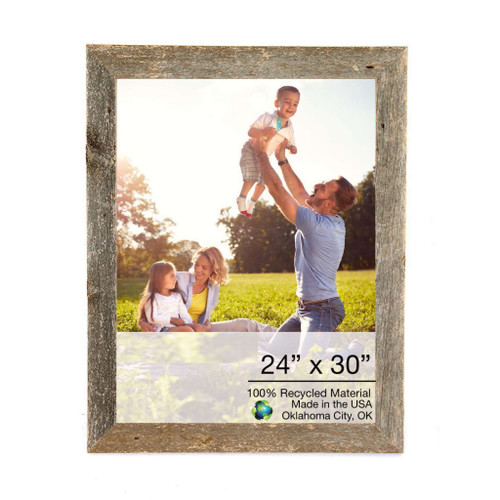 24" x 30" Gray Solid Wood Hanging Picture Frame
