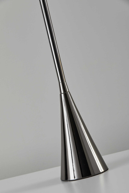Homeroots Lighting Black Nickel Finish Table Lamp with Tall White Shade