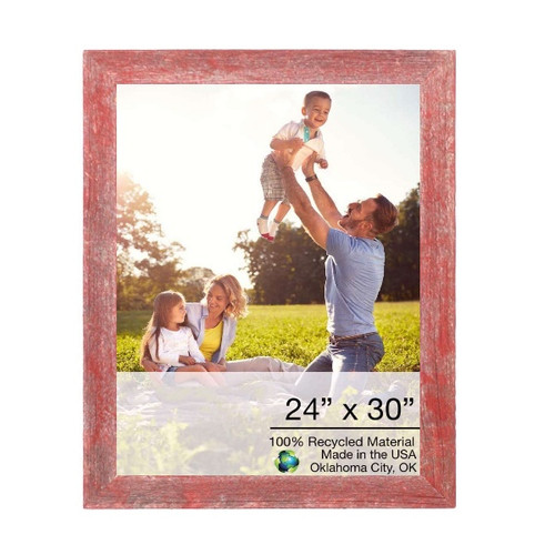 24" x 30" Red Solid Wood Hanging Picture Frame