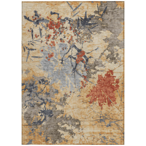 10' X 14' Wheat And Beige Abstract Washable Indoor Outdoor Area Rug