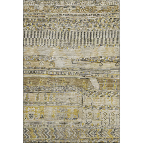 10' X 14' Brown Beige And Gray Striped Washable Area Rug With UV Protection