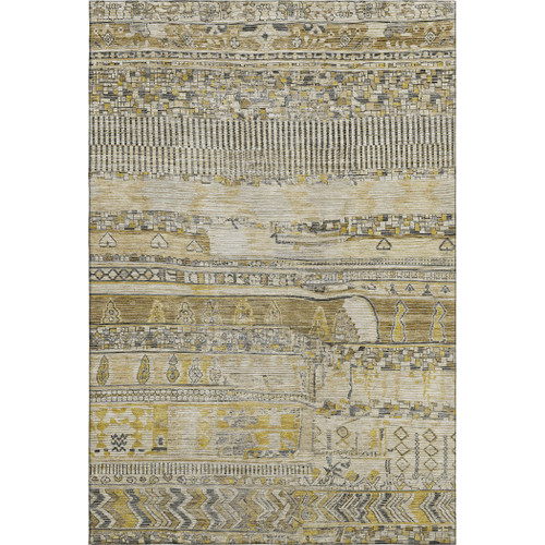 10' X 14' Brown Beige And Gray Striped Washable Area Rug With UV Protection