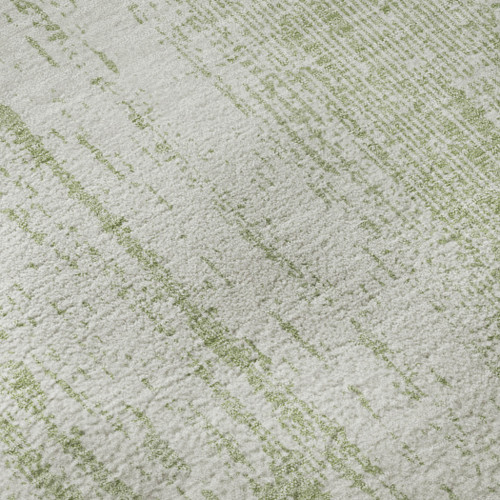 3' X 5' Artichoke Green And Ivory Striped Washable Area Rug With UV Protection