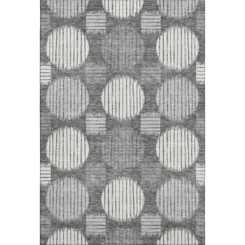 10' X 14' Charcoal And Ivory Geometric Washable Area Rug With UV Protection