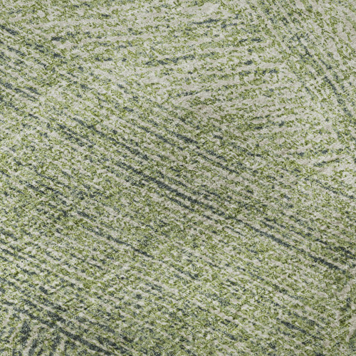 8' Artichoke Green And Beige Abstract Washable Round Rug With UV Protection