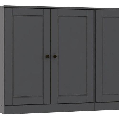 64" Gray Solid Wood Four Drawer Sideboard With Four Doors