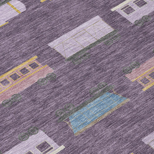 8' X 10' Plum And Purple Abstract Washable Indoor Outdoor Area Rug