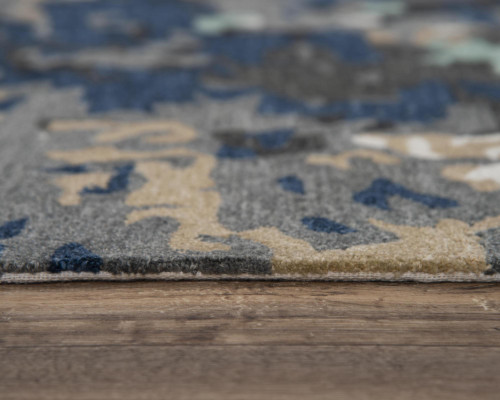 9' X 12' Gray Blue Ivory And Beige Abstract Hand Tufted Area Rug