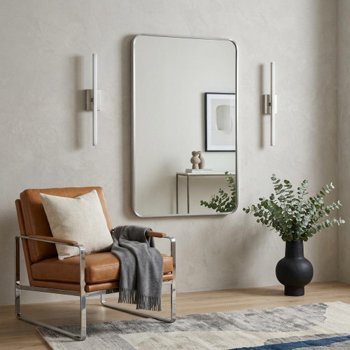 36" Silver Aluminum And Metal Framed Full Length Hanging Mirror