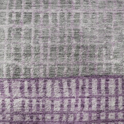 8' Plum And Gray Geometric Washable Round Rug With UV Protection