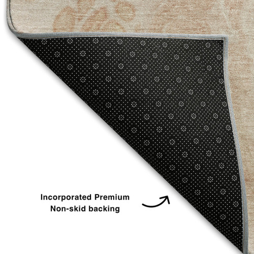 9' X 12' Salmon And Ivory Abstract Washable Area Rug With UV Protection