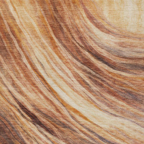 10' X 14' Orange And Brown Abstract Washable Indoor Outdoor Area Rug