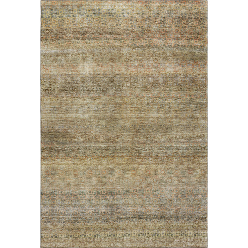 10' X 14' Wheat Gray And Beige Striped Washable Area Rug With UV Protection