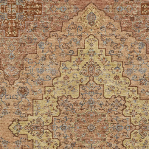 8' X 10' Copper And Gold Medallion Washable Indoor Outdoor Area Rug
