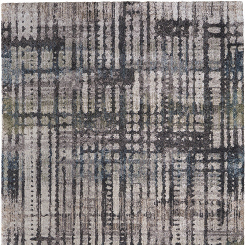 10' X 13' Gray Black And Ivory Abstract Distressed Area Rug
