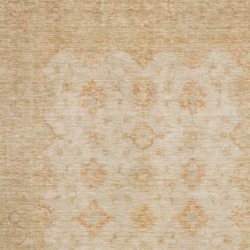 10' X 14' Beige And Copper Oriental Washable Area Rug With UV Protection