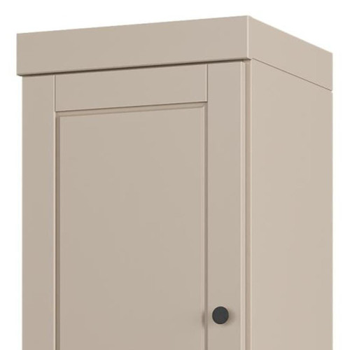 17" Beige Solid Wood Free Standing Double Door Linen Cabinet
