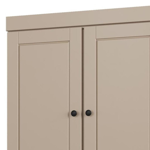 32" Beige Solid Wood Free Standing Four Door Linen Cabinet