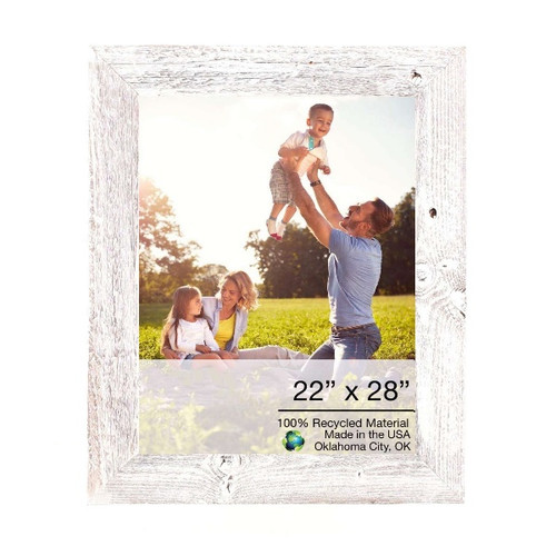22" x 28" White Solid Wood Hanging Picture Frame