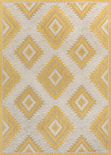 8' X 10' Yellow And Cream Moroccan Indoor Outdoor Area Rug