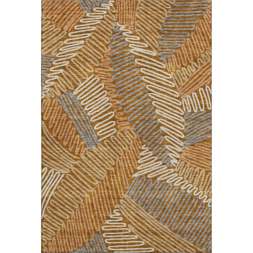 10' X 14' Rust Gray And Beige Floral Washable Area Rug With UV Protection