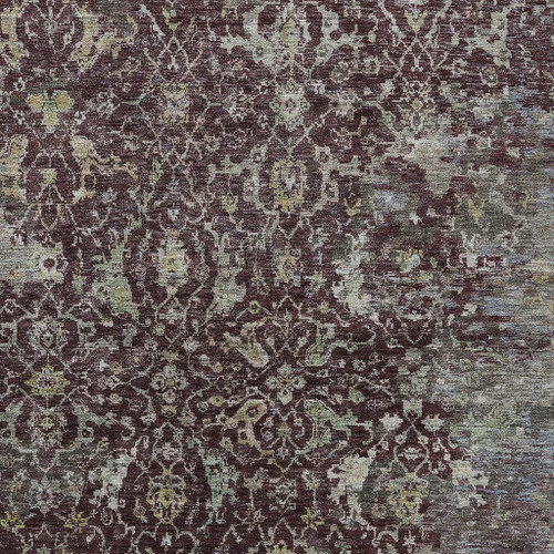 3' X 5' Burgundy And Gray Damask Washable Indoor Outdoor Area Rug