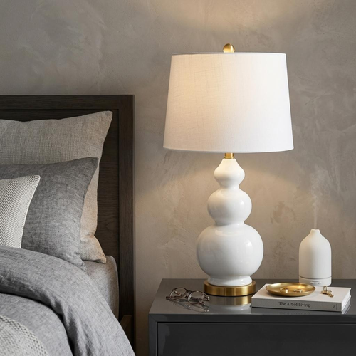 28" Gold Novelty Table Lamp With Drum Shade