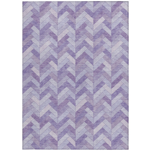 10' X 14' Plum And Ivory Geometric Washable Indoor Outdoor Area Rug