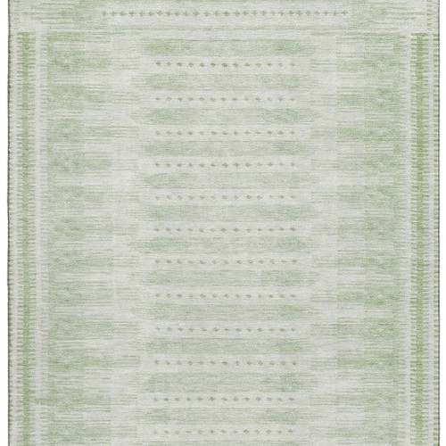 10' X 14' Sage And Fern Green Geometric Washable Area Rug With UV Protection