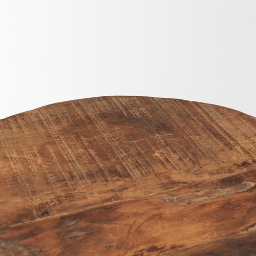 12" Brown Reclaimed Wood Hand Finished Round Riser Tray