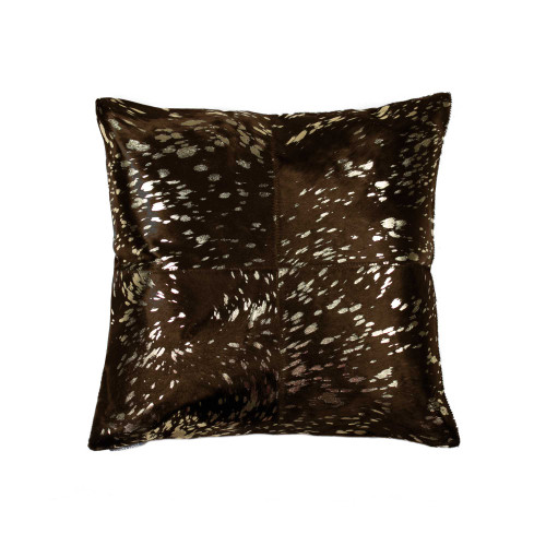 Homeroots Home Decor 18 X 18 X 5 Inches Gold and Chocolate Quattro Pillow