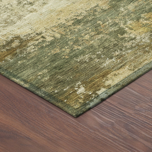 10' X 14' Sage And Beige Abstract Washable Indoor Outdoor Area Rug
