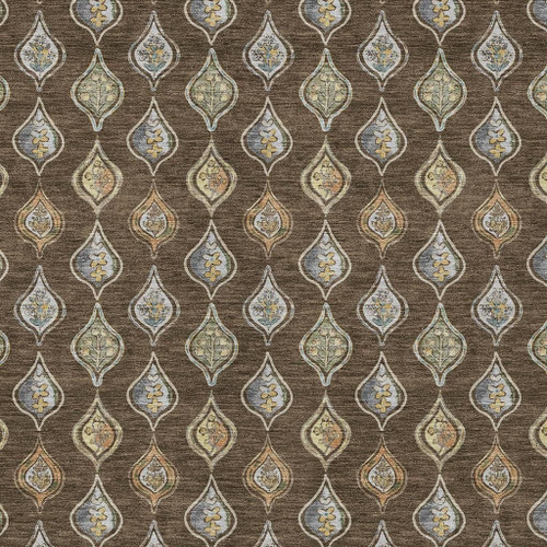 8' X 10' Chocolate And Brown Floral Washable Indoor Outdoor Area Rug