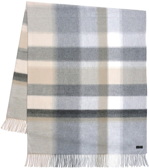 59" X 71" Beige And Light Gray Plaid Throw Blanket