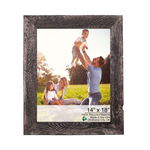 14" x 18" Black Solid Wood Hanging Picture Frame