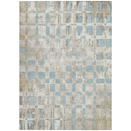 10' X 14' Ivory And Linen Abstract Washable Indoor Outdoor Area Rug