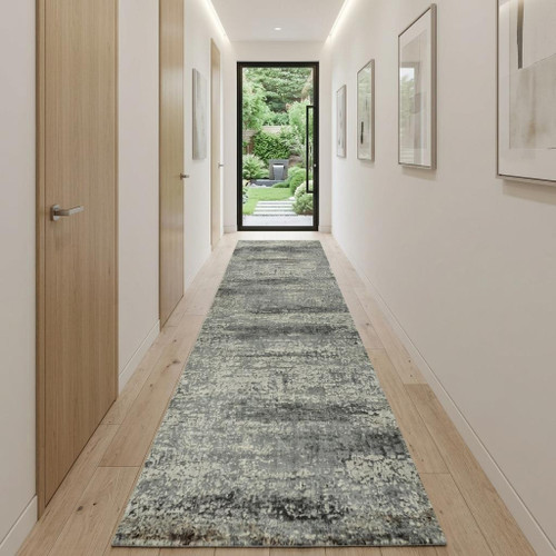 10' Gray And Ivory New Zealand Lambs Wool Abstract Hand Carved Handmade Area Rug