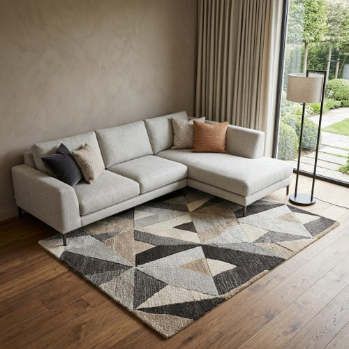 8' X 10' Gray And Natural Wool Geometric Hand Tufted Area Rug