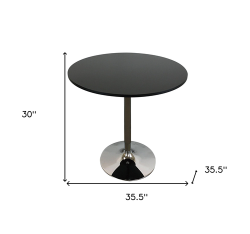 Wood and Metal Pedestal Base Round Top Dining Table