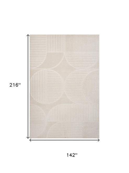 12' X 18' Ivory And Cream Striped Indoor Outdoor Area Rug