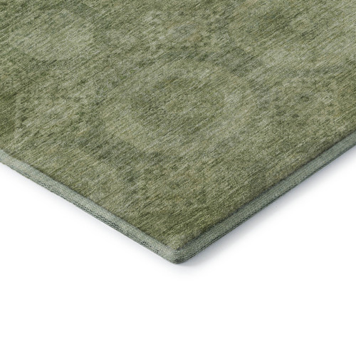 9' X 12' Artichoke Green And Sage Abstract Geometric Washable Area Rug With UV Protection