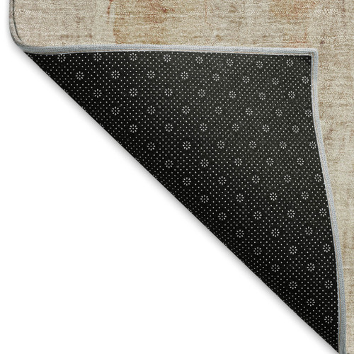 5' X 8' Beige And Salmon Abstract Washable Indoor Outdoor Area Rug