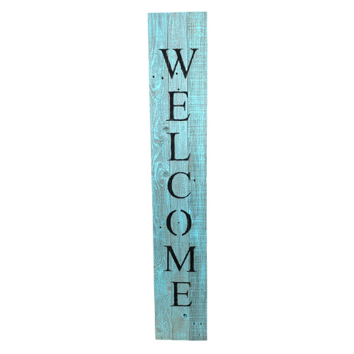 Homeroots Home Decor Rustic Light Aqua Blue Front Porch Welcome Sign