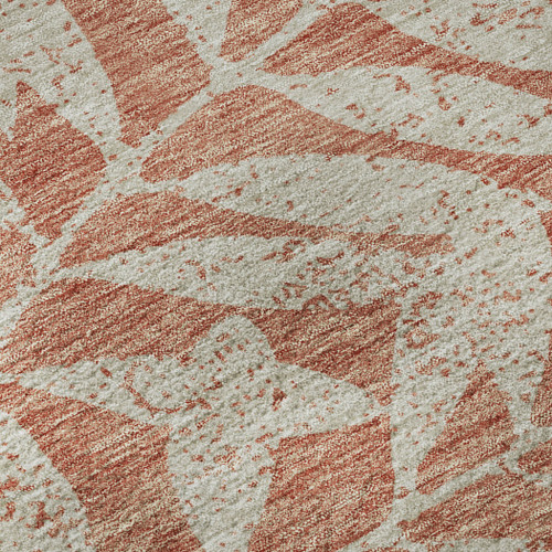 9' X 12' Salmon And Beige Floral Washable Area Rug With UV Protection