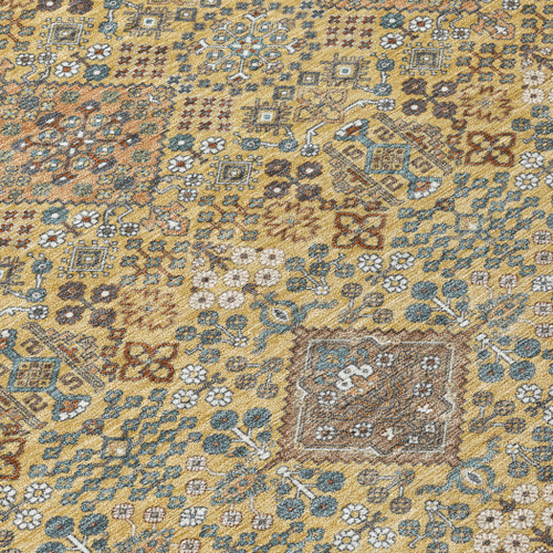 5' X 8' Gold And Copper Geometric Washable Indoor Outdoor Area Rug