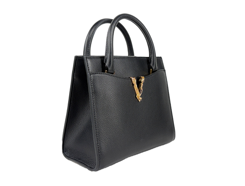 Versace Virtus Leather Top Handle Satchel Bag