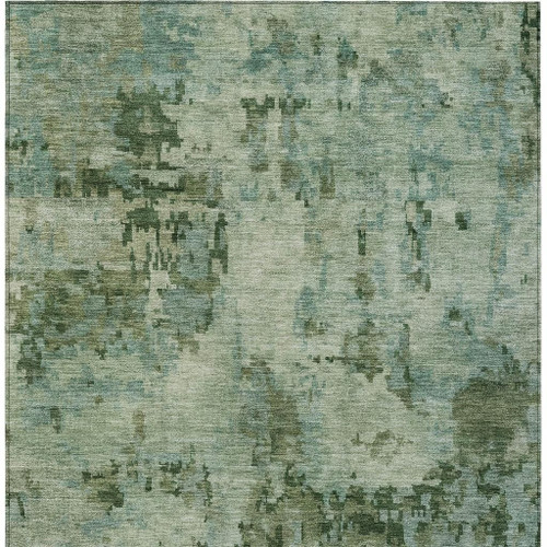 3' X 5' Sage And Teal Blue Abstract Washable Indoor Outdoor Area Rug