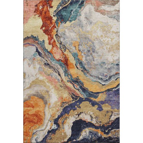 3' X 5' Linen Purple And Ivory Abstract Washable Area Rug With UV Protection