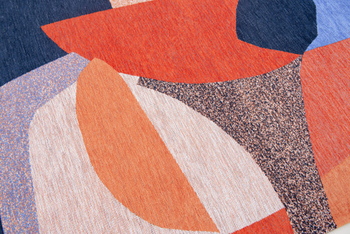 8' X 11' Blue And Red Abstract Washable Area Rug