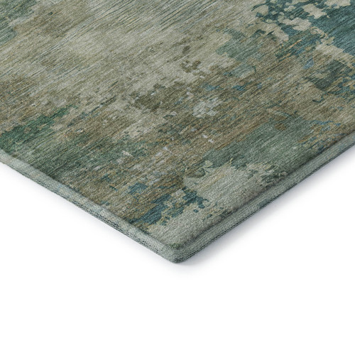 9' X 12' Teal And Beige Abstract Washable Area Rug With UV Protection